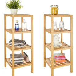 Hoge Kasten-tectake Bambus rek 4 etages 33x33x97 cm, Bruin