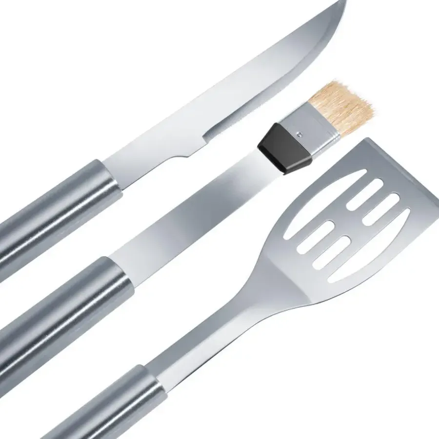 tectake Barbecue bestek van roestvrij staal 18-delig, Grijs