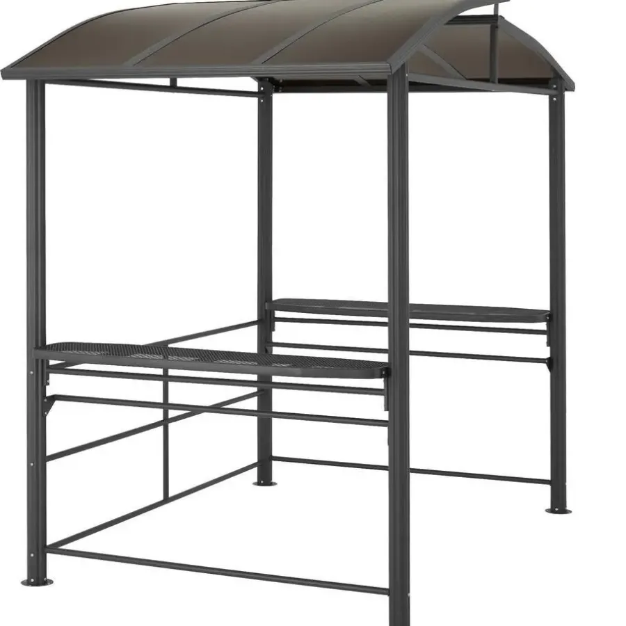 Terrasoverkappingen-tectake Barbecue-overkapping Asado 2,4x1,5x2,34m, Grijs