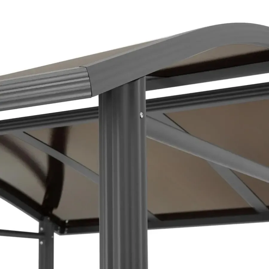 Terrasoverkappingen-tectake Barbecue-overkapping Asado 2,4x1,5x2,34m, Grijs