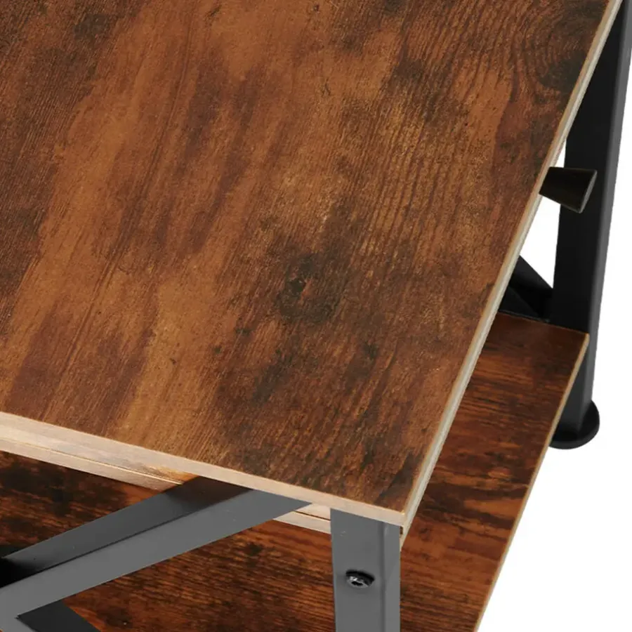 Bijzettafels-tectake Bijzettafel Dayton 35x35x70,5cm, Industrieel Hout Donker, Rustiek