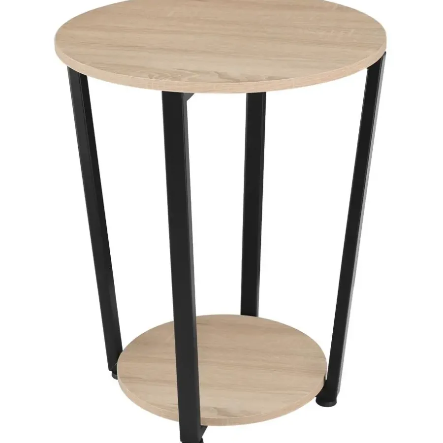 Bijzettafels-tectake Bijzettafel Swindon 50x62,5cm, Industrieel Licht Hout, Eiken Sonoma