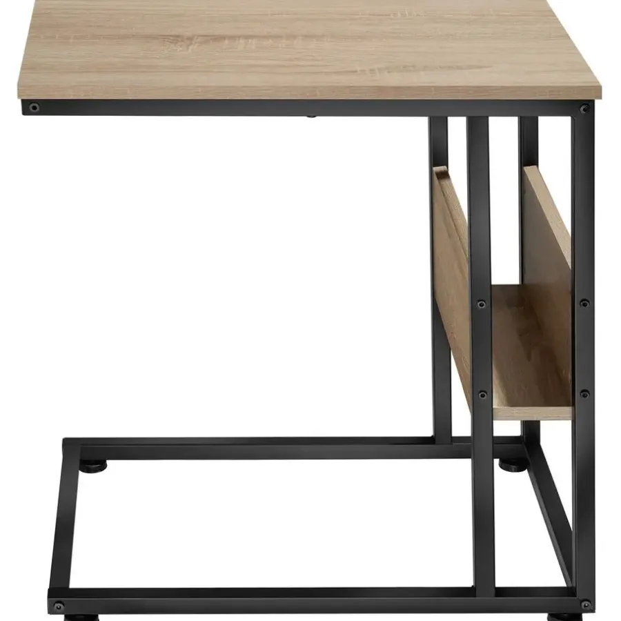tectake Bijzettafel Wigan 55x36,5x60cm, Industrieel Licht Hout, Eiken Sonoma