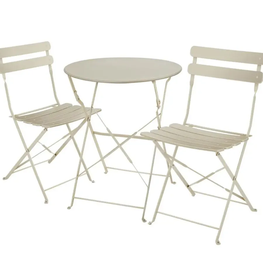 tectake Bistrotafel set Frieda, inklapbaar voor 2 personen, Crème