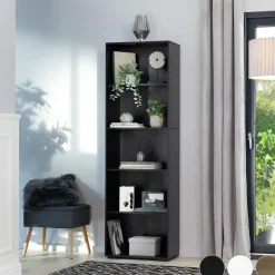 Boekenkasten|Boekenkasten-tectake Boekenrek Lexi 5 vakken 60x30x190cm, Licht Hout, Eiken Sonoma