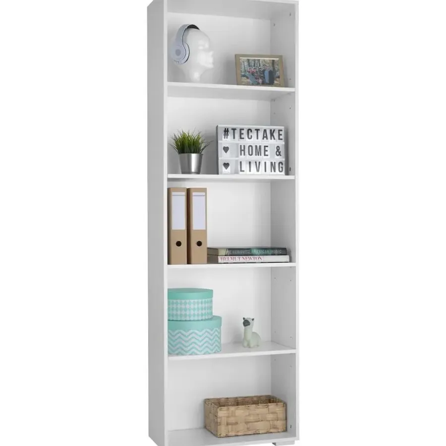 tectake Boekenrek Lexi 5 vakken 60x30x190cm, Wit