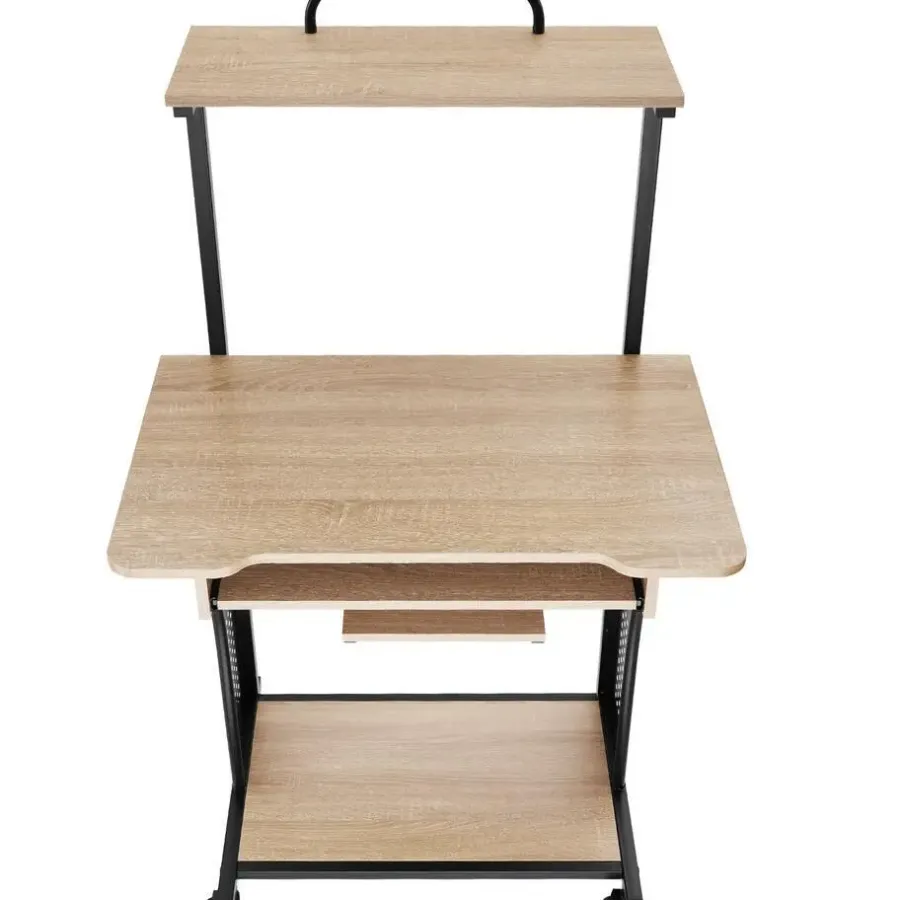 tectake Bureau Fife 80x65,5x130,5cm, Industrieel Licht Hout, Eiken Sonoma