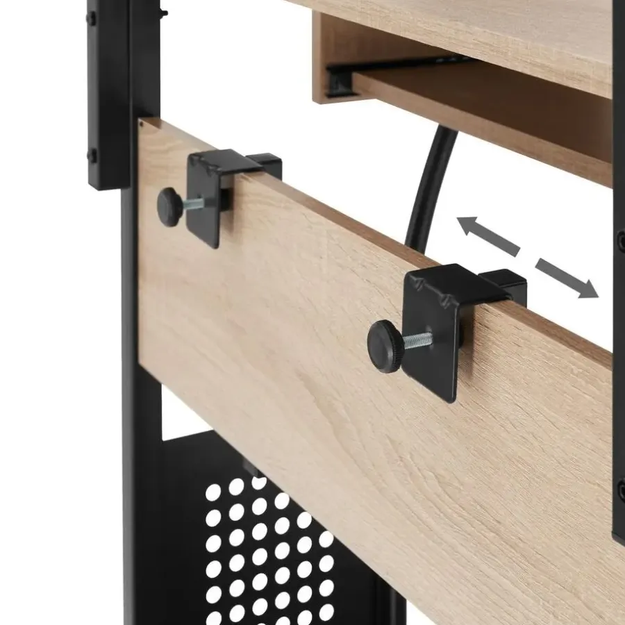 tectake Bureau Fife 80x65,5x130,5cm, Industrieel Licht Hout, Eiken Sonoma