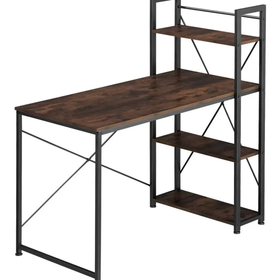 tectake Bureau Hershey 122x61x120cm, Industrieel Hout Donker, Rustiek