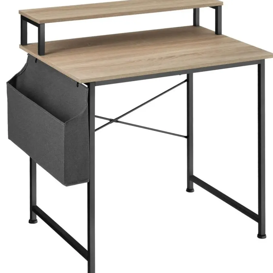 Bureaus-tectake Bureau met plank en organizer, Industrieel Licht Hout, Eiken Sonoma