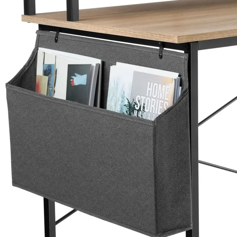 Bureaus-tectake Bureau met plank en organizer, Industrieel Licht Hout, Eiken Sonoma
