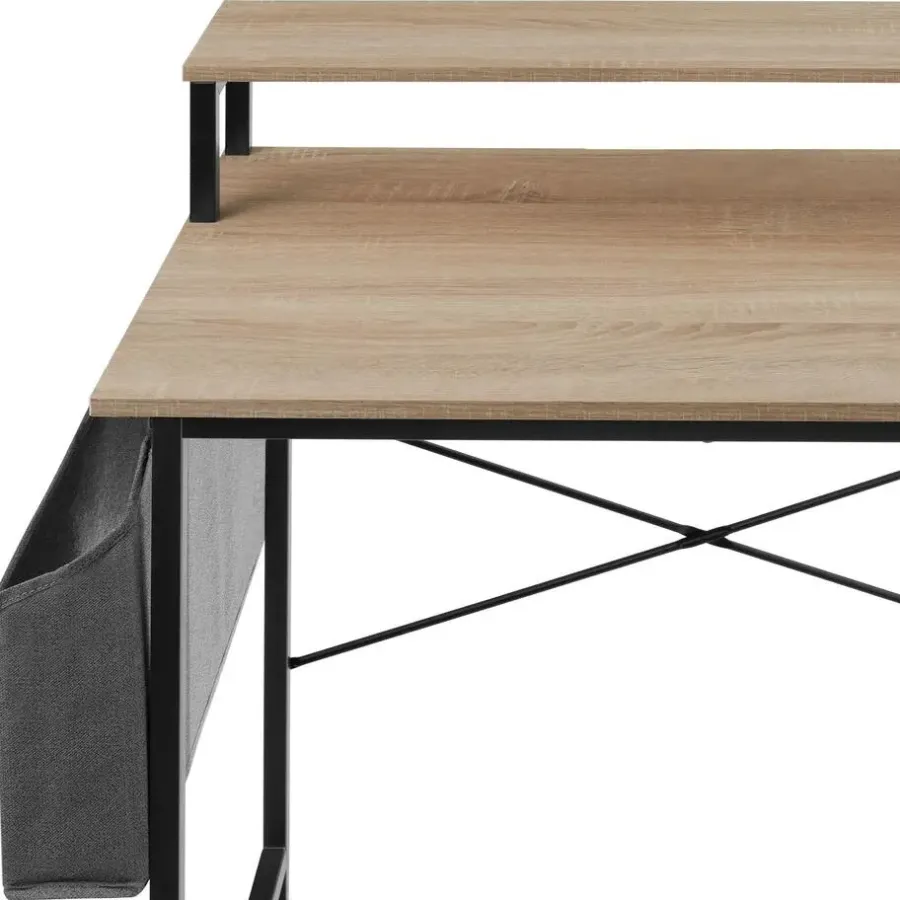 Bureaus-tectake Bureau met plank en organizer, Industrieel Licht Hout, Eiken Sonoma