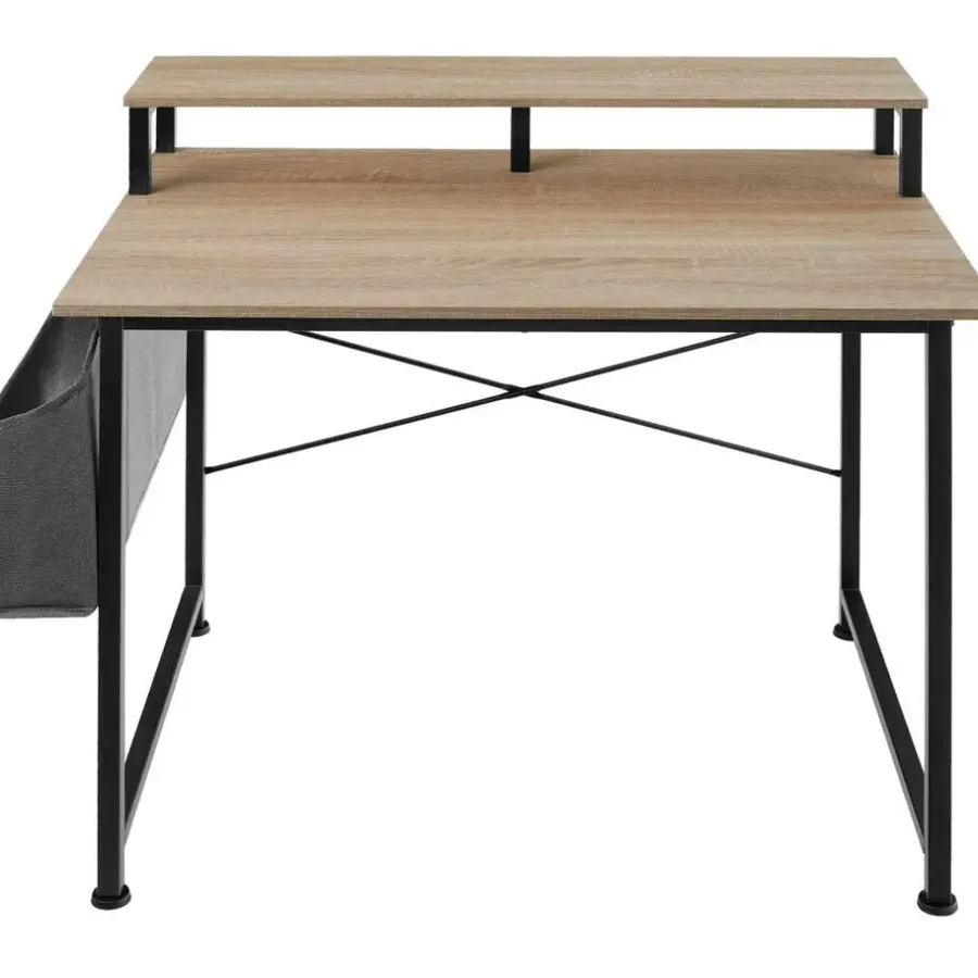 Bureaus-tectake Bureau met plank en organizer, Industrieel Licht Hout, Eiken Sonoma