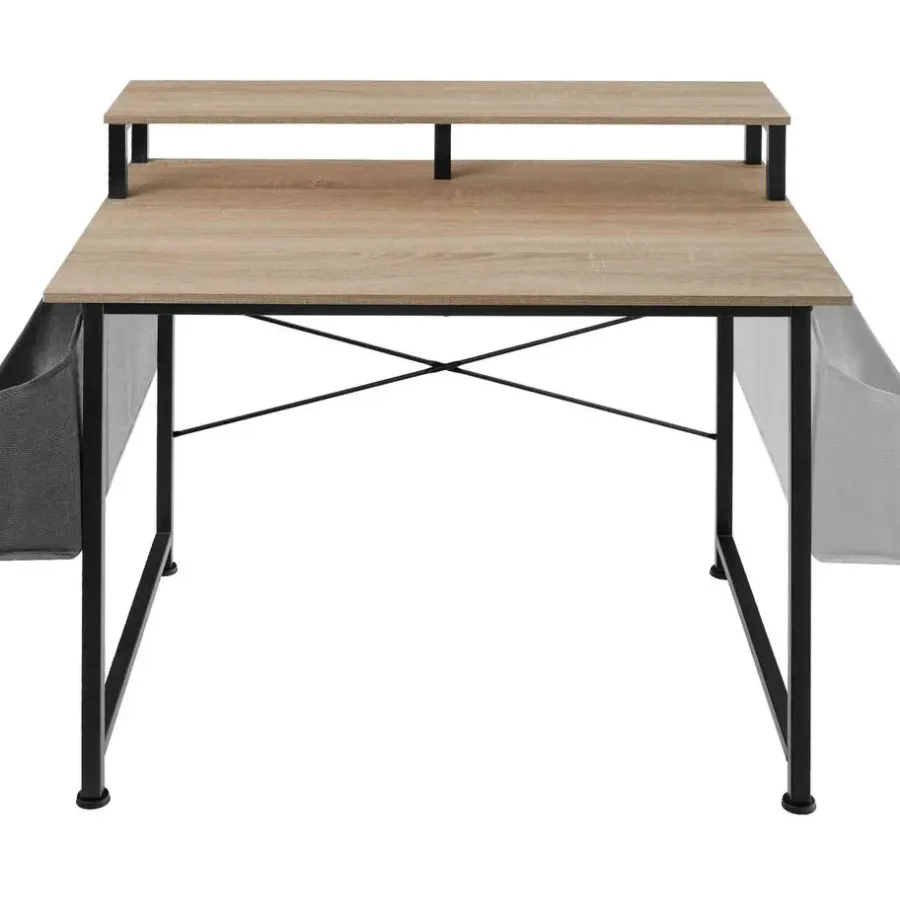 Bureaus-tectake Bureau met plank en organizer, Industrieel Licht Hout, Eiken Sonoma