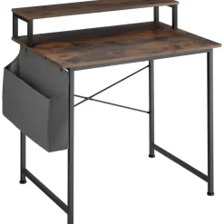 tectake Bureau met plank en organizer, Industrieel Hout Donker, Rustiek