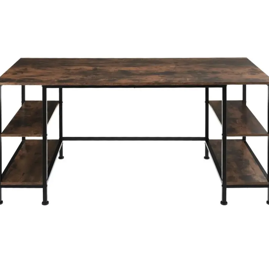 tectake Bureau Stoke 137x55x75cm, Industrieel Hout Donker, Rustiek