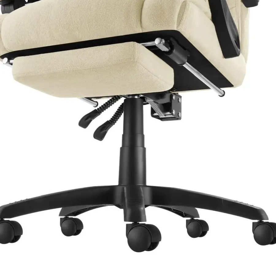 tectake Bureaustoel Jillien met voetsteun en veloursbekleding, Beige