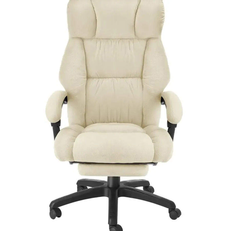 tectake Bureaustoel Jillien met voetsteun en veloursbekleding, Beige