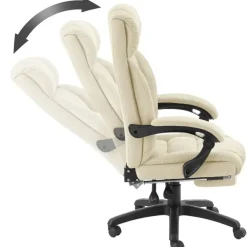 tectake Bureaustoel Jillien met voetsteun en veloursbekleding, Beige