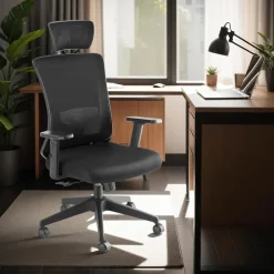 Bureaustoelen|Bureaustoelen-tectake Bureaustoel Phoibe ergonomisch met verstelbare hoofdsteun, Zwart