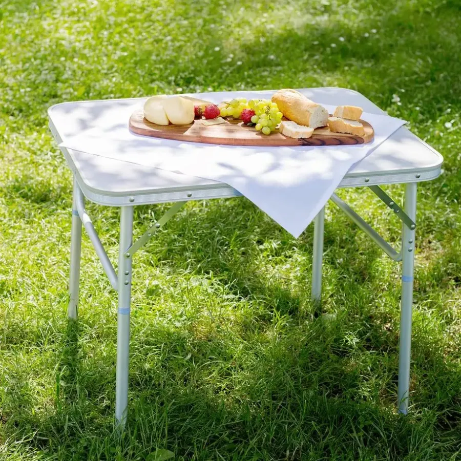 tectake Campingtafel opvouwbaar van aluminium 75x55x68cm, Grijs