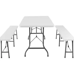 tectake Campingtafelset Panja wit opvouwbaar, Wit