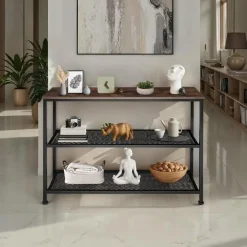 Sidetables-tectake Consoletafel Bristol 100x30x81cm, Industrieel Licht Hout, Eiken Sonoma