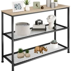 Sidetables-tectake Consoletafel Bristol 100x30x81cm, Industrieel Licht Hout, Eiken Sonoma