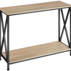 Sidetables-tectake Consoletafel Tacoma 100x35x80,5cm, Industrieel Licht Hout, Eiken Sonoma