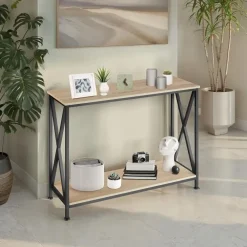 Sidetables-tectake Consoletafel Tacoma 100x35x80,5cm, Industrieel Licht Hout, Eiken Sonoma