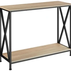 Sidetables-tectake Consoletafel Tacoma 100x35x80,5cm, Industrieel Licht Hout, Eiken Sonoma