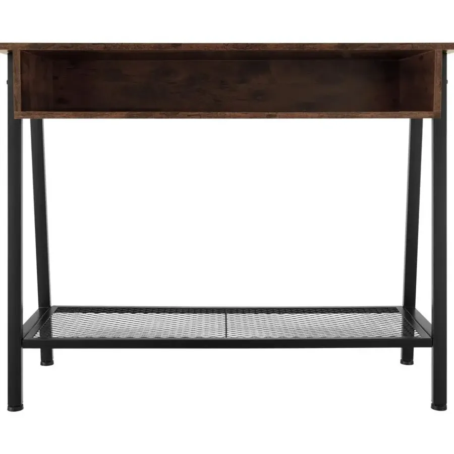 tectake Consoletafel Tralee 100x35x80,5cm, Industrieel Hout Donker, Rustiek