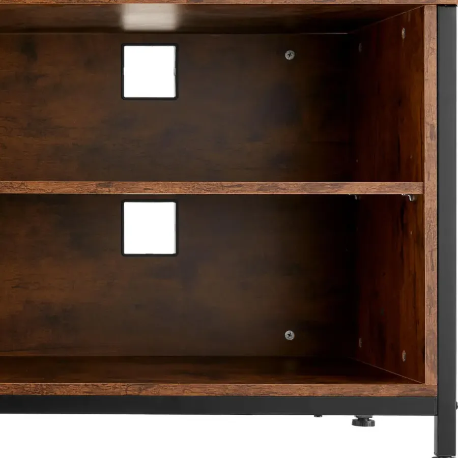 tectake Dressoir Navan 147x41x60,5cm, Industrieel Hout Donker, Rustiek