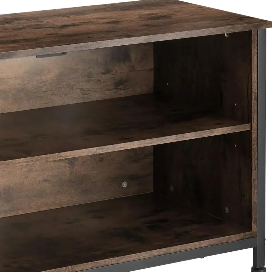 tectake Dressoir Navan 147x41x60,5cm, Industrieel Hout Donker, Rustiek