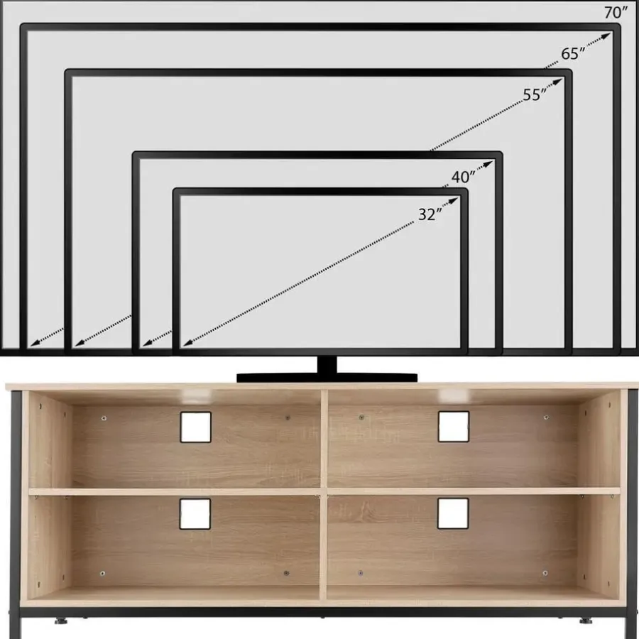 tectake Dressoir Navan 147x41x60,5cm, Industrieel Licht Hout, Eiken Sonoma