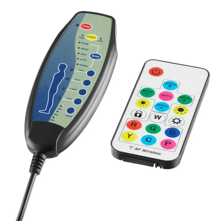 tectake Gaming stoel Tartaros, LED, massagefunctie, Zwart/azuur