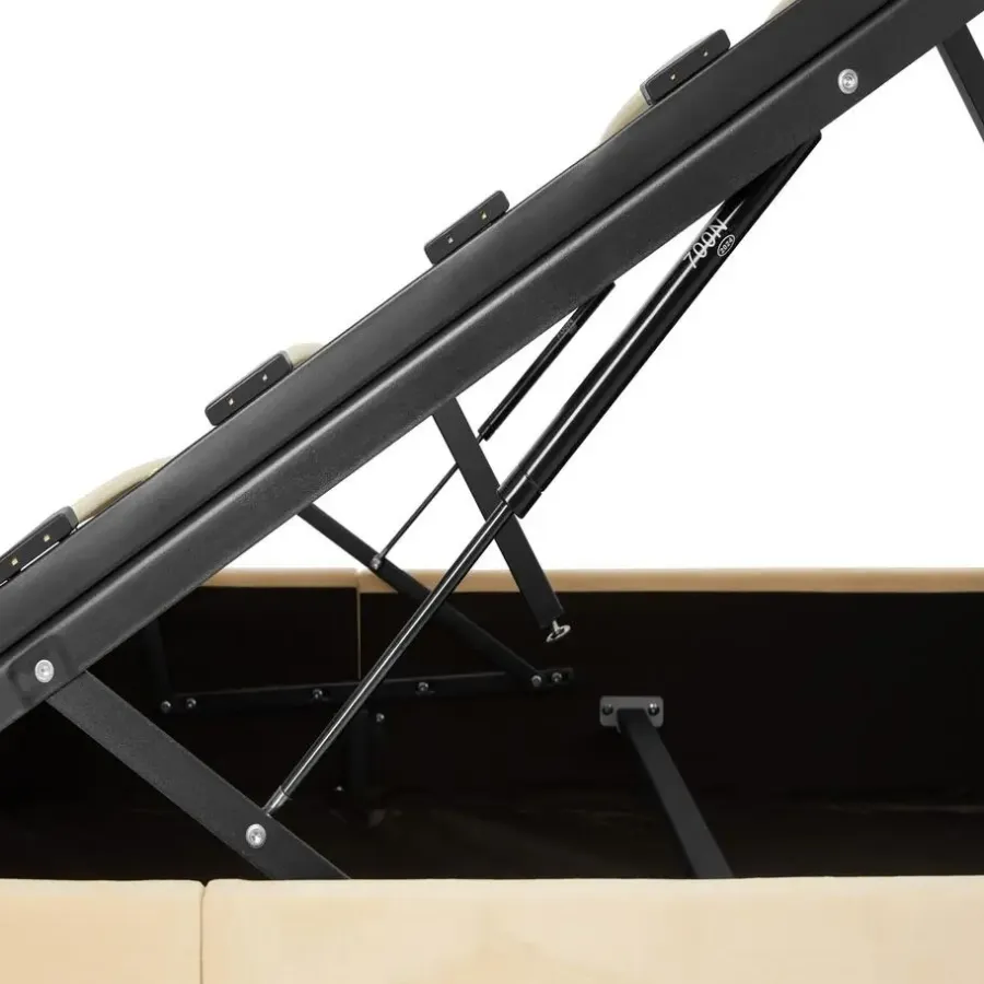 Twijfelaars-tectake Gestoffeerd bed met LED & opbergruimte, 120 x 200 cm, Beige