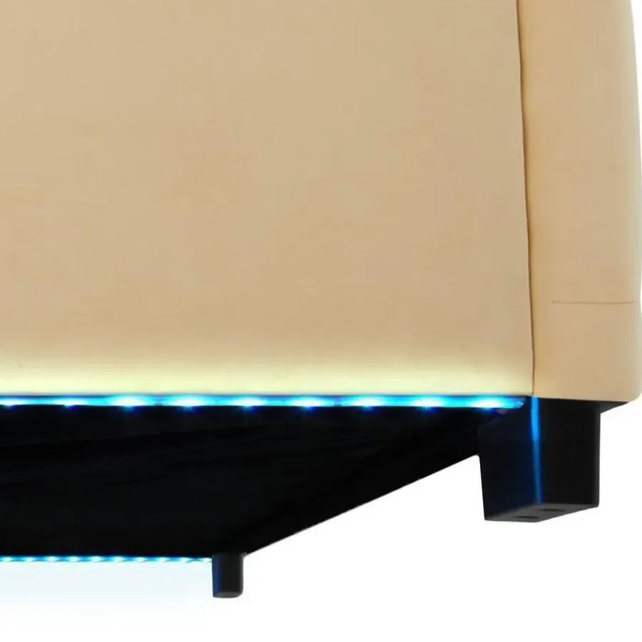 Twijfelaars-tectake Gestoffeerd bed met LED & opbergruimte, 120 x 200 cm, Beige