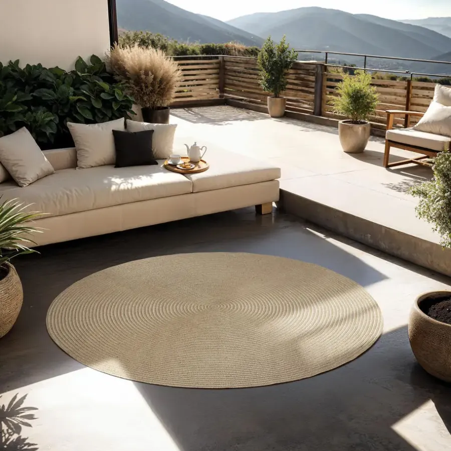tectake ® Geweven vloerkleed Vibe van jute- en kunststofvezels Ø 160 cm