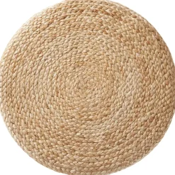 Poefen-tectake Handgemaakte poef Banno Elipse van jute, rond, boho-stijl, Beige