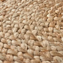 Poefen-tectake Handgemaakte poef Banno Elipse van jute, rond, boho-stijl, Beige