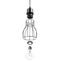 tectake Hanglamp Woody, 4-lichts, met houten balk, 40 W, Zwart/bruin