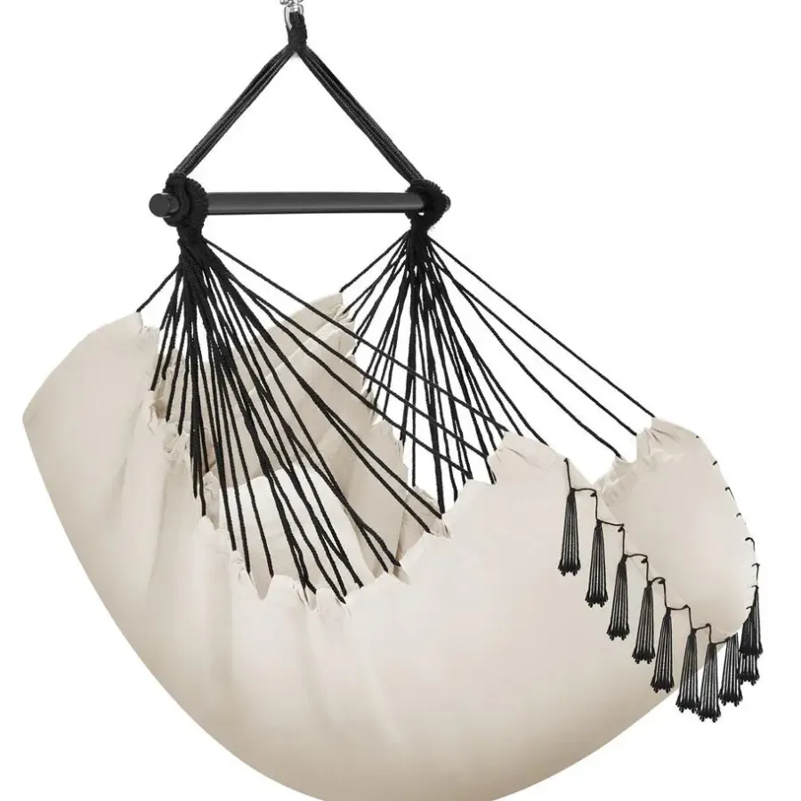 tectake Hangstoel Malika, boho-stijl, draagkracht 150kg, Beige