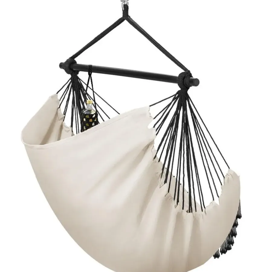tectake Hangstoel Malika, boho-stijl, draagkracht 150kg, Beige