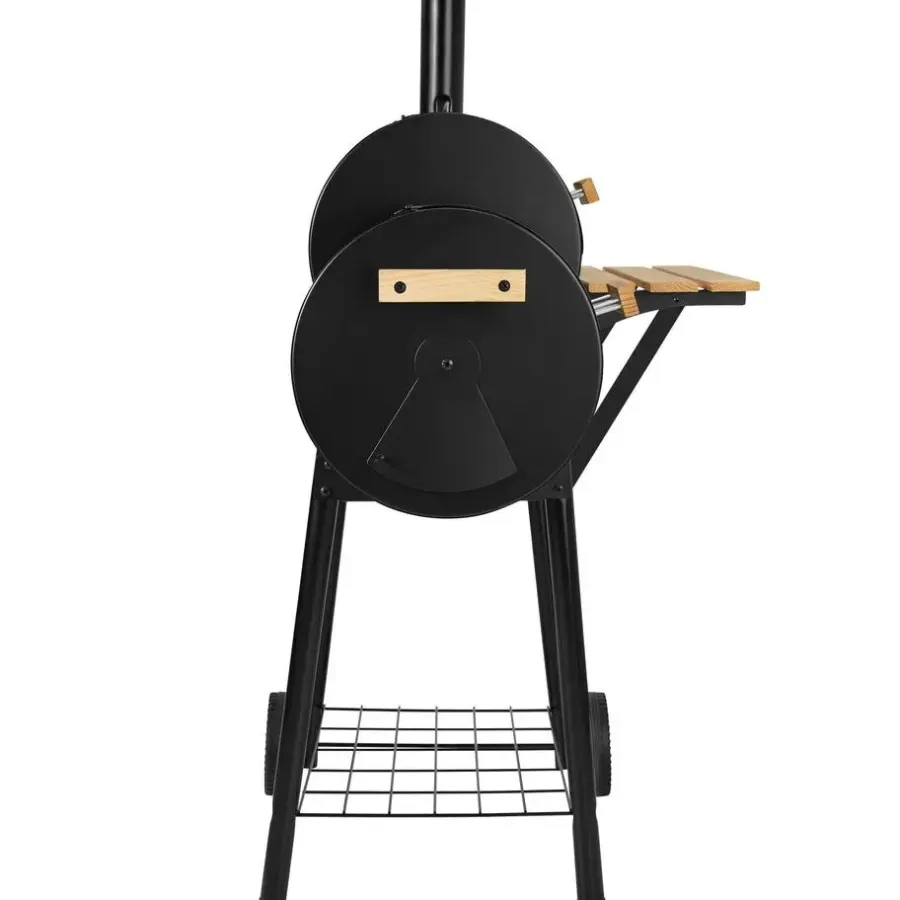 Barbecues En Accessoires-tectake Houtskool barbecue Smoker met thermometer, Zwart