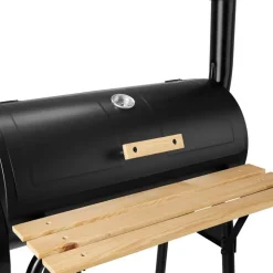 Barbecues En Accessoires-tectake Houtskool barbecue Smoker met thermometer, Zwart