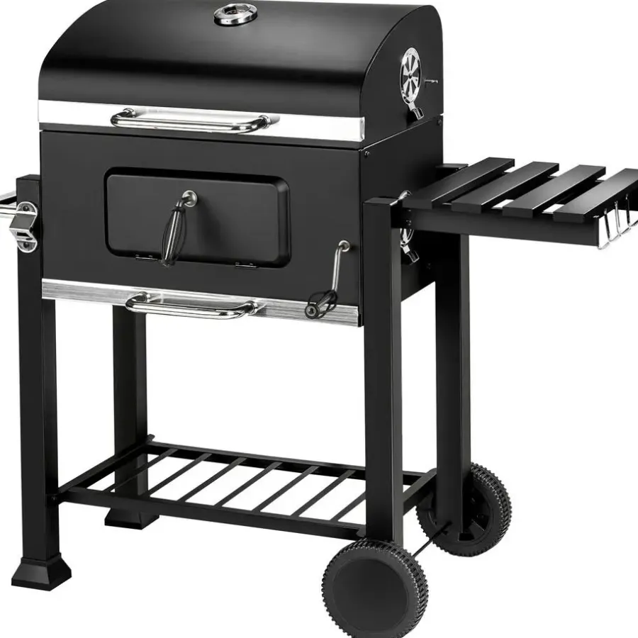 Barbecues En Accessoires-tectake Houtskoolbarbecue in hoogte verstelbaar, Zwart