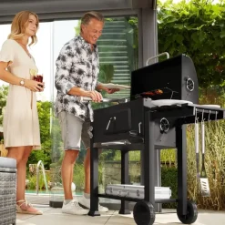 Barbecues En Accessoires-tectake Houtskoolbarbecue in hoogte verstelbaar, Zwart