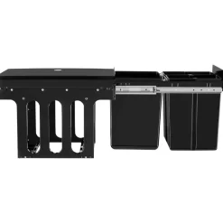 Prullenbakken-tectake Inbouw prullenbak Ashlyn, 3-voudige scheiding, 31L, telescooprails