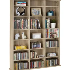 Wandkasten-tectake Kast Stevie 105,5x19x136,5cm, Licht Hout, Eiken Sonoma